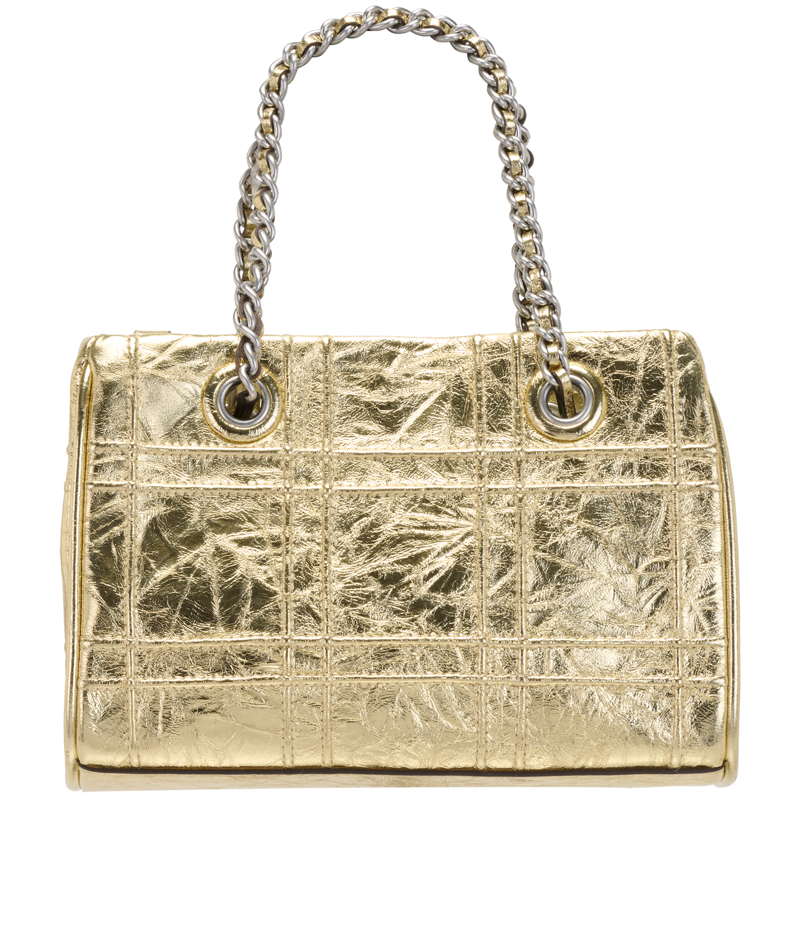 Mini Fleming Bag, &pound;320, Handbags, Gold, Leather, Back view